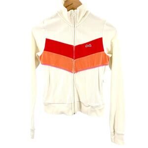 Vintage Y2K Le Tigre Ivory Velour Chevron Stripe Track Jacket